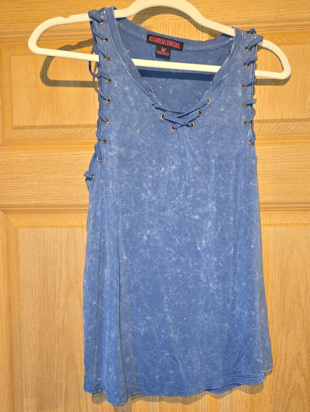 Rock & Republic Washed Blue Lace-Up Tank Top